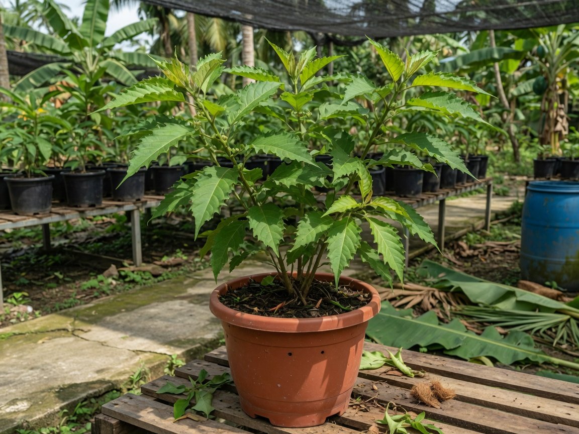 Pokok Ketum Ayam dalam pasu tapak semaian